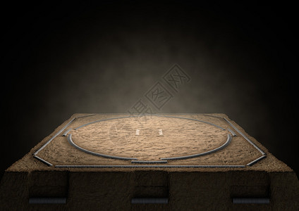 贞孝3D由黑色背景上的聚光灯照亮的沙子暗淡点所制成的空置传统相和式摔角设计图片