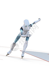 3d机器人速度滑冰机在白图片