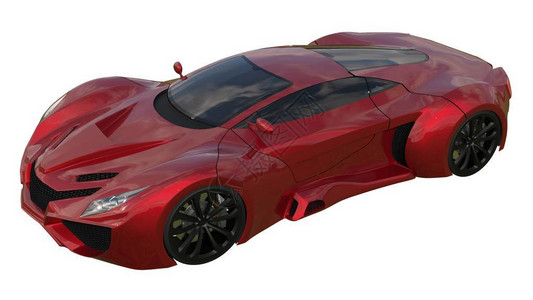 概念红色赛车3d插图背景图片