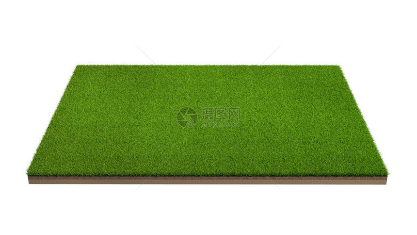 3个绿色草地被隔离在白色背景和剪切路径上图片