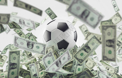 金融危机钞票飞了足球生意足球和金钱插画