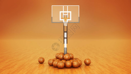 篮球上篮防守橙色篮子球3d渲染设计图片