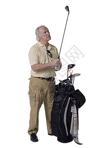 一个老人拿着高尔夫俱乐部的肖像图片