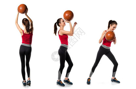 漂亮的运动女人打篮球图片