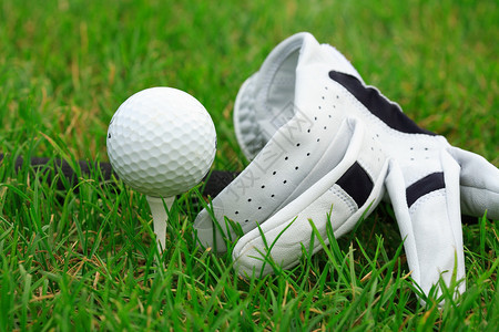 高尔夫球和手套的细节图片