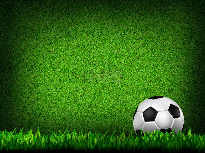 绿草中的足球足球图片