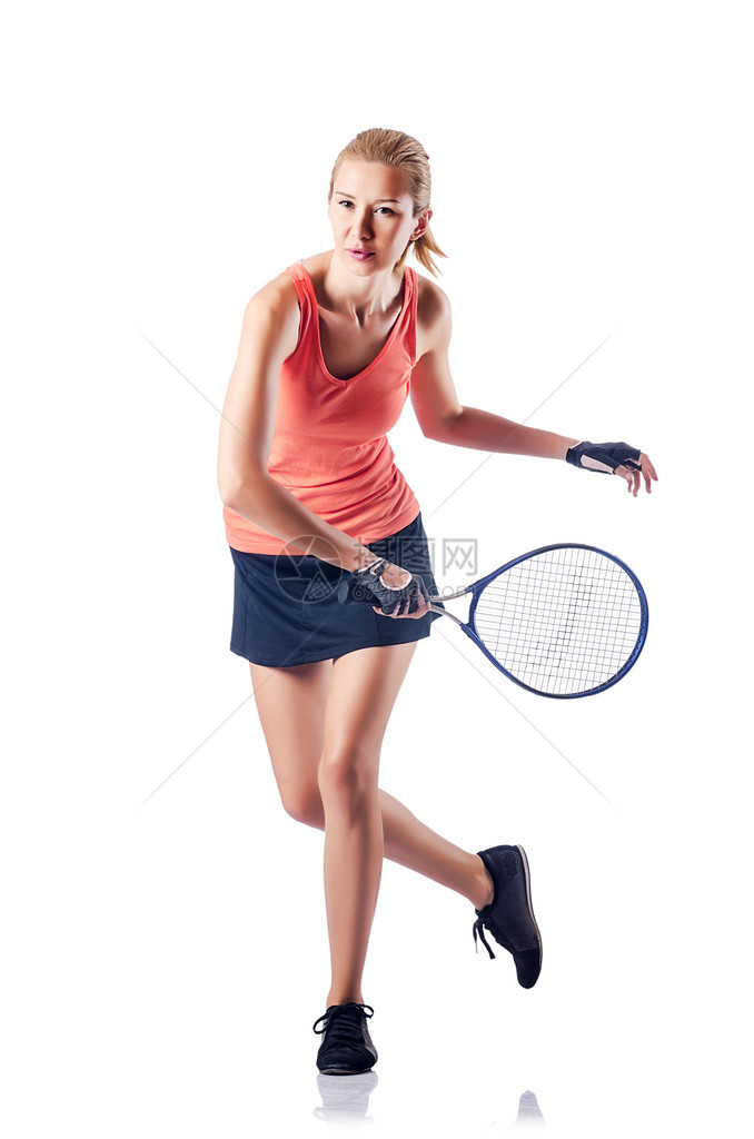 在白色打网球的女人图片
