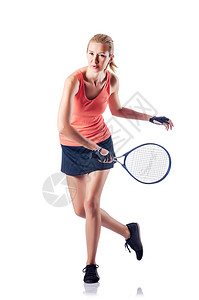 在白色打网球的女人图片