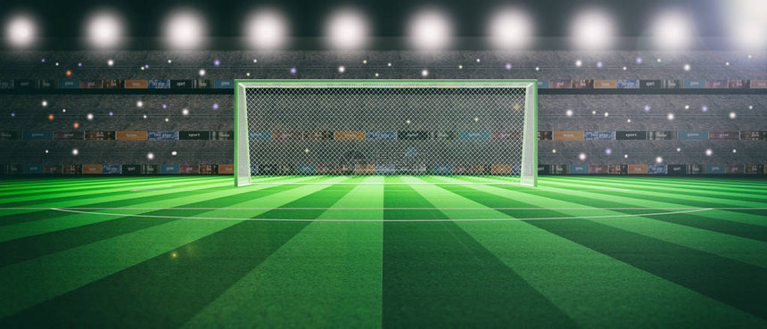 夜间足球足球体育场开明抽象背景图片