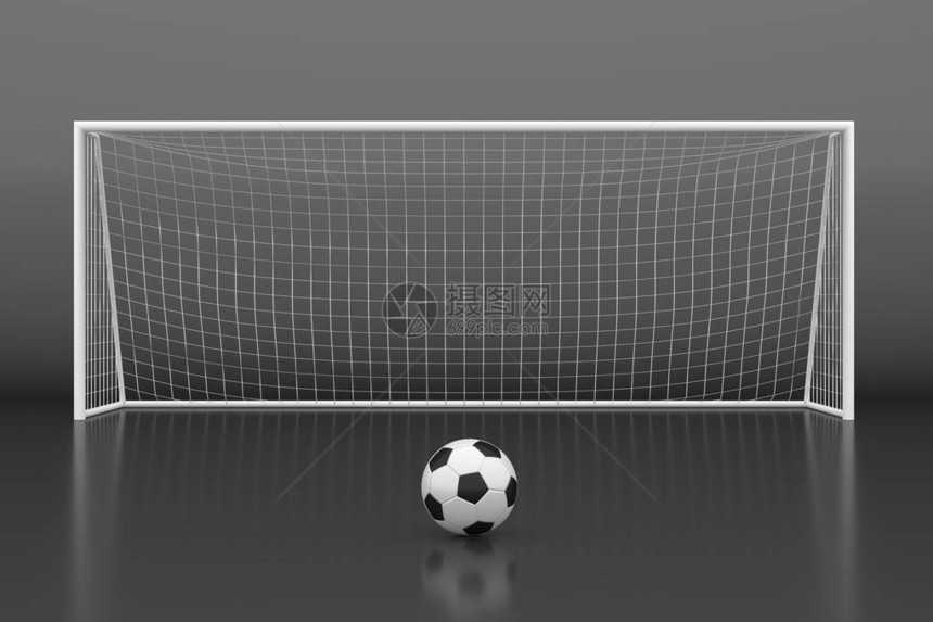 与球的足球目标3D插图图片