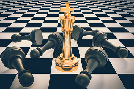 金王和许多倒下的棋子象棋领导理念3D就证明了这一图片