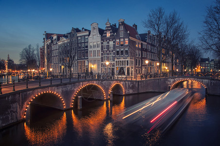 阿姆斯特丹荷兰运河和桥梁图片