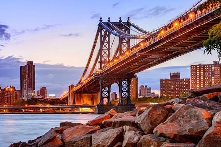 美国纽约市曼哈顿大桥横图片