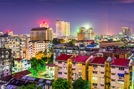 缅甸仰光市中心商业区天际线图片