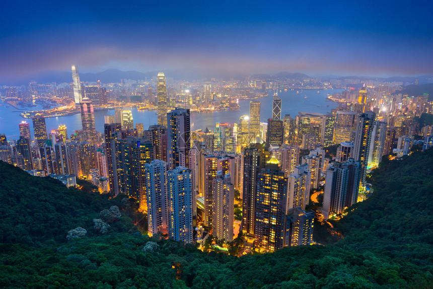 香港从山顶的天际线图片
