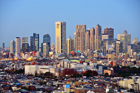日本东京向新宿财区看去从图片