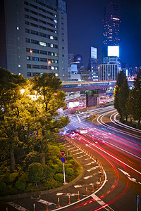 日本东京市内夜间现场车动图片