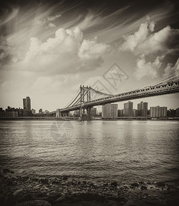 纽约城景和布鲁克林大桥的图片