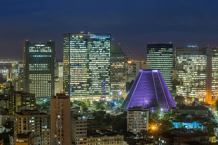 巴西首都里约热内卢市中心晚上的全景观Panorama图片