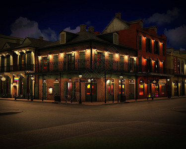 Bourbon街新奥尔良法属区街的CGI图片