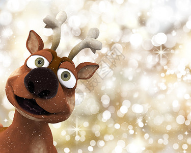 在圣诞节背景的鹿黄图片