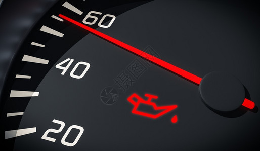 汽车仪表板上的机油故障和引擎故障警告灯光控制图片