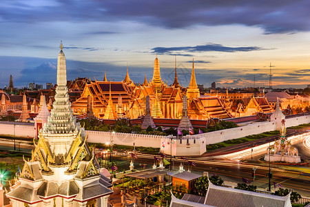 泰国曼谷玉佛寺和大皇宫背景图片