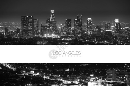 洛杉矶黑白夜幕全景贺卡设计背景图片