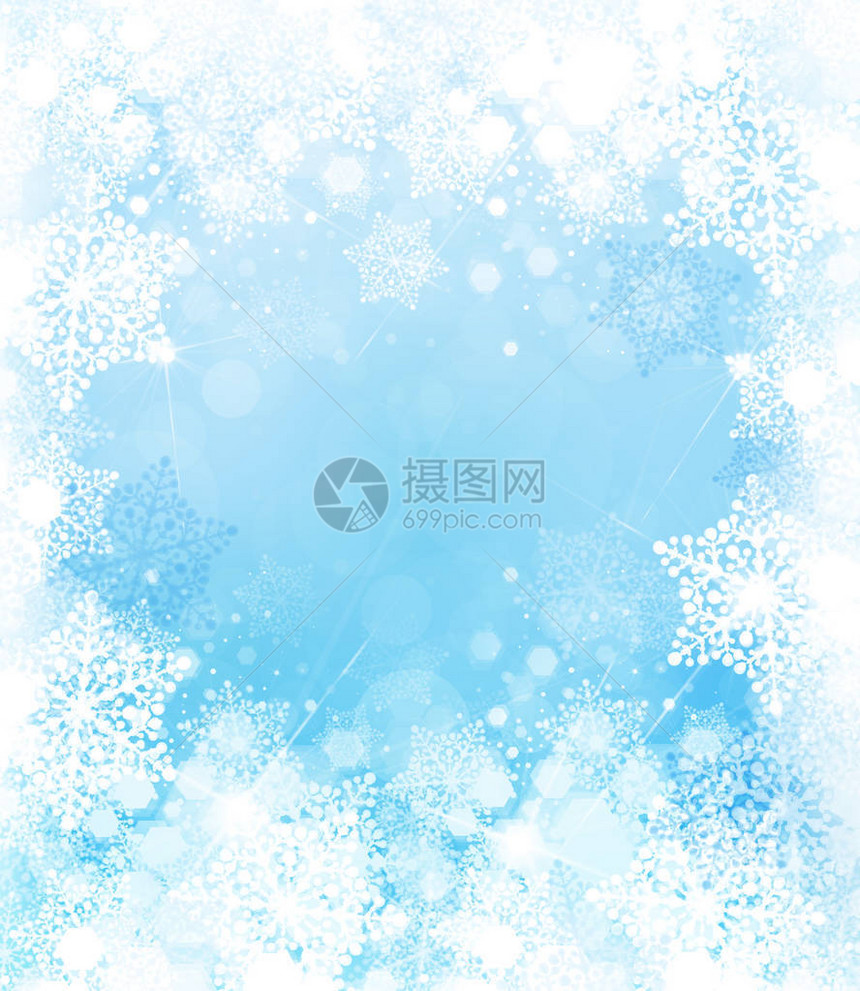 冬天蓝色雪花背景图片