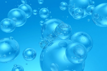 萨摩酷蓝色气泡背景3D渲染逼真的气泡背景插图非常适合设计图片