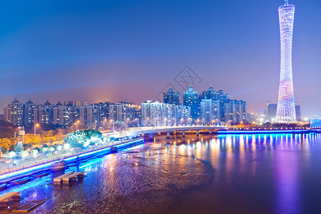 朱江河和广州市金融区的现代大背景图片