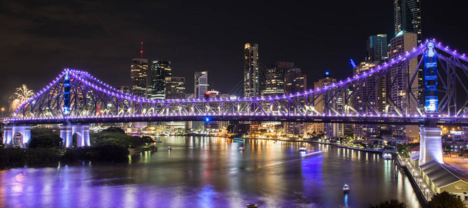 澳大利亚昆士兰州布里斯班Brisbane有烟火的标志2016年新图片