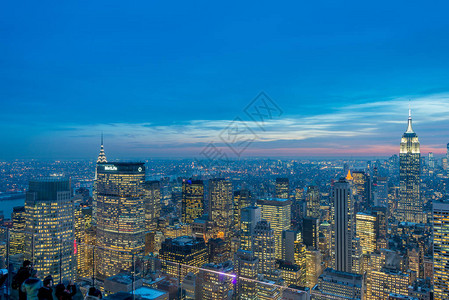 日落时的纽约曼哈顿夜景图片