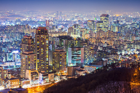 首尔韩国晚上天际线图片