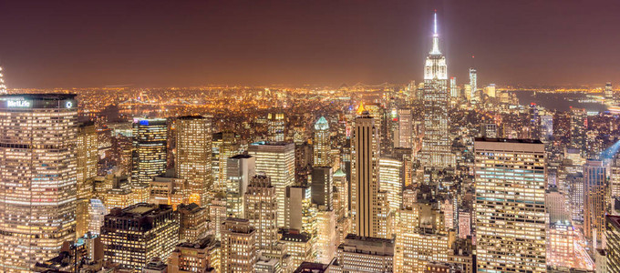 日落时分的纽约曼哈顿景观图片