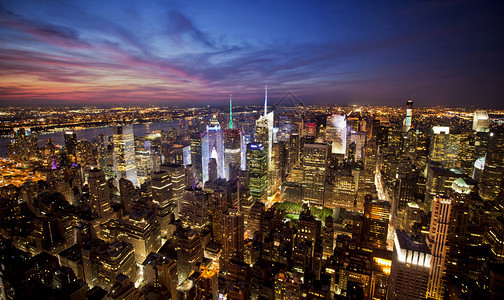 纽约日落天际线从帝国大厦图片
