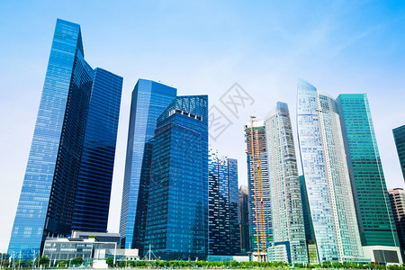 新加坡市商业区高塔和现代摩天图片