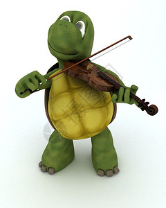 一只乌龟演奏小提图片