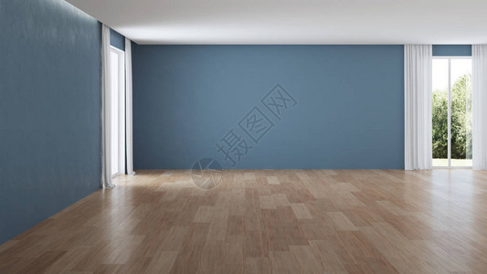 现代室内有蓝色墙的室图片