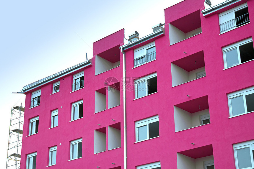 新建的住宅粉红色建筑准备图片