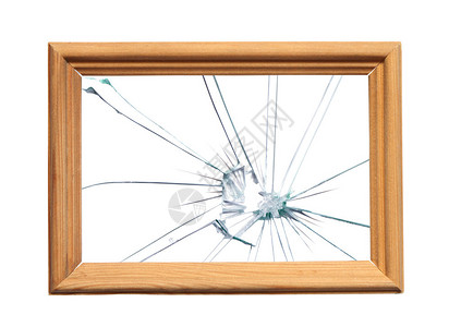 木质框有玻璃破碎的图像框带有剪图片