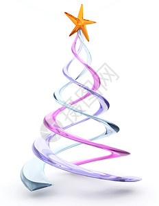 玻璃螺旋圣诞树的3D渲染背景图片