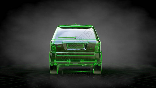 3d送出一辆绿色中风的汽车在压图片