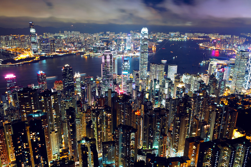 从山顶看香港夜景图片