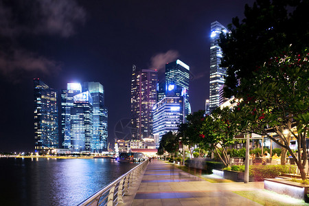 夜晚的现代城市景观图片