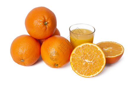 鲜榨橙子和橙汁图片