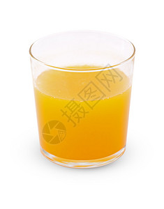 白色背景橙汁杯的顶部图片