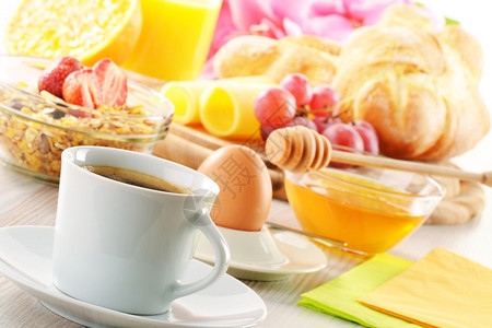 早餐咖啡面包鸡蛋橙汁背景图片