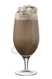 巧克力奶油和巧克力粉末的巧克力奶昔杯图片