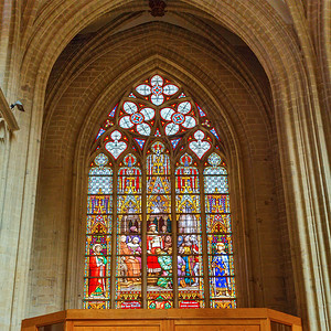 圣迈克尔和古杜拉大教堂的彩色玻璃窗16世纪图片